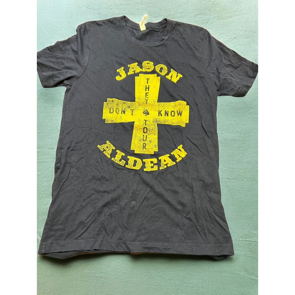Jason Aldean They Don't Know Tour Shirt Navy Blue Yellow Graphic Canvas Size M